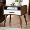 Baxton Studio Quinn White and Walnut Finished 1-Drawer Wood End Table 159-9852